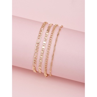 good XUYU 4pcs/set simple chain gold Multi-layer Anklet
