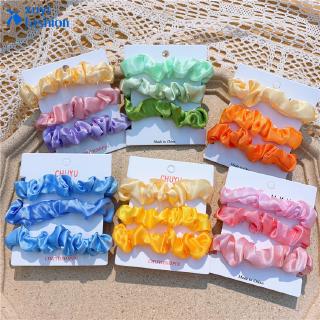 3Pcs/Set Korean Colorful Satin Hair Tie Girls Ponytail Hair Band Shining Elastic Rubber Band Women Accessories (1)
