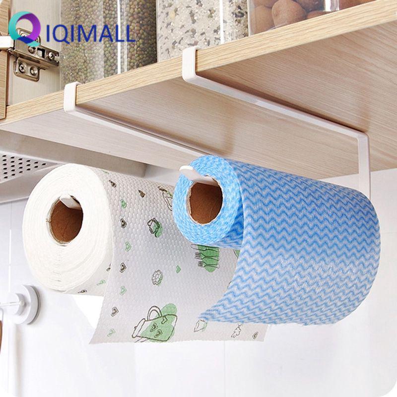 Kitchen Tissue Holder Hanging Bathroom Toilet Roll Paper Holder Towel Rack Qm