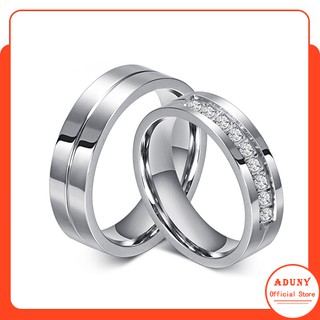 Men's 6 MM Stainless Steel Wedding Ring Couple CZ diamond