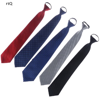 [RtQ] Lazy Men's Zipper Necktie Solid Striped Casual Business Wedding Zip Up Neck Ties