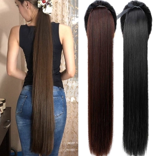 Long Straight Clip In Tail False Hair Ponytail Hairpiece With Hairpins Synthetic Ponytail Hair Extensions Eunice Hair