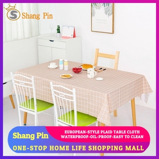Nordic style tablecloth, waterproof, anti-scalding, oil-proof tablecloth, plaid tablecloth, high-quality PVC table mat