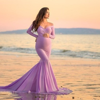 New Women Long sleeve Maternity Dress V-neck Pregnant Photo Shooting Long Dress Photography Dress Evening Dress