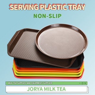 Rectangular Plastic Tray Non-Slip Serving Plate Tray Fruit Dessert Tray Round Plastic Tray (1)