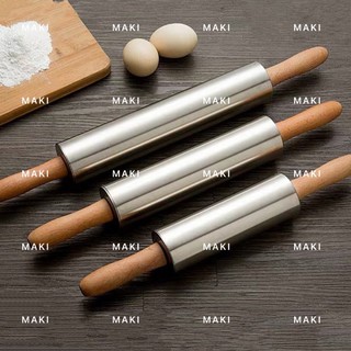 Rolling pin, pressing stick, pizza roll, stick dough roller, non-stick, stainless steel, wooden