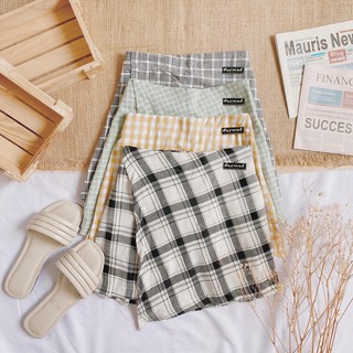 DNEMNLPH Miya Skorts (Trendy Korean Inspired Fashion Shorts Skirt Vintage Plaid Flannel Garterized)