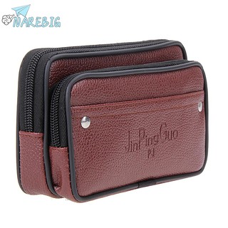 ♡NAREBIG♡Men Waist Pack Bags PU Leather Casual Small Belt Wallets Phone Holder (6)