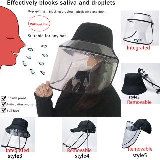 Anti-Droplets Hat Bucket With Detachable Acetate Face Shield Adult's Children's Protective Cap (Can Remove) Anti Foam Anti Windbreak Fisherman's Cap Boys and Girls