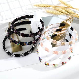 Korean New Crystal Colorful Beads Headband Woman Fashion Elegant Thin Hair Band Girl Hair Accessories