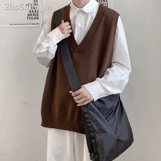 ins Korean loose v-neck sleeveless knit vest for men M-2XL