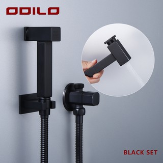 ODILO Bidet Toilet Sprayer Set 4 in 1 brass Black Shattaf Toilet Handheld Bidet Cleaning Sprayer Douche