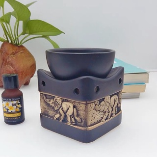 Burner boutique Square Elephant Style Ceramic Oil Candle Burner 4inches