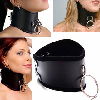 Black Tall PU Leather Buckle Posture Collar Adult Choker Neck Stretching Gothic Cosplay Role Play Co