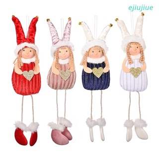 cc 4pcs Christmas Doll Hanging Angel Cute Heart Tags Plush Dolls Xmas Tree Ornaments for Holiday Party Garden Decoration