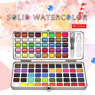 72/90 Color Solid Watercolor Set Basic Neone Glitter Watercolor Paint for Drawing Art Paint Supplies for Beginner Drawing