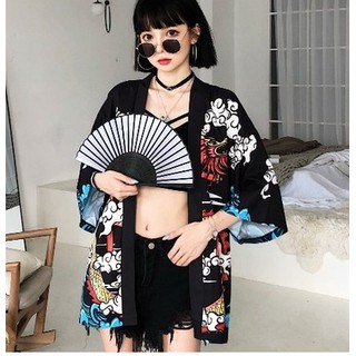 InsKimono sun protection clothing female Japanese Harajuku styl