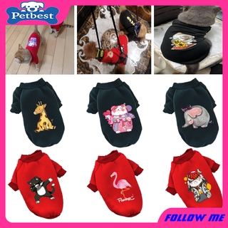 ★〓Pets Best〓★Cartoon Pet Clothes Dog Puppy Clothes Plus Fleece Sweater Cat Clothes Dog Shirt Cat Pullover Autumn and Winter