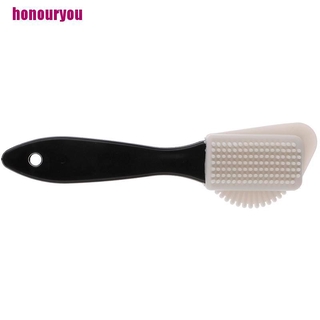 [Honouryou] 1Pcsblack 3 Side Cleaning Brush Suede Nubuck Boot Shoes S Shape Shoe Cleaner