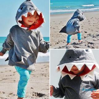 ✿ℛToddler Kids Boys Girls Shark Hooded Tops Jacket Coat Outerwear