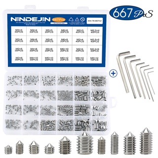 【reliable quality】382/667pcs Hex hexagon socket cone point set screw assortment kit M2 M2.5 M3 M4 M5