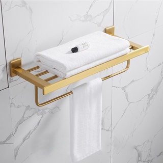 Bathroom Accessories Set Brushed Gold Bathroom Shelf,Towel Rack,Towel Hanger Paper Holder,Toilet Bru (4)