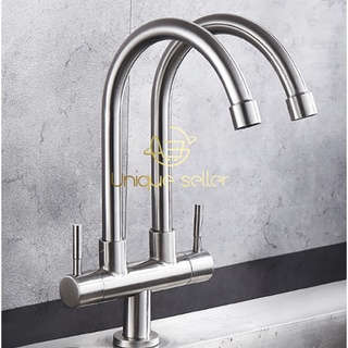 [One year warranty] 304 double dragon dual water tap kitchen faucet 406HE (2)