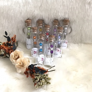 Cork bottle w/ sago beads keychain w/heart charm birthday debut wedding give aways 10pcs min order