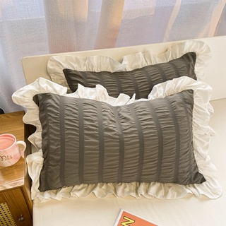 COD Pillow Case 1 PIECE Ruffle Lace Seersucker Design Envelope Type Pillowcase 48x74cm Pillow Cover (3)
