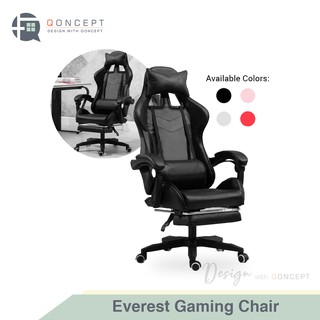 Qoncept Furniture Everest Gaming Chair w/ Foot Rest - Racing Style Reclining Chair