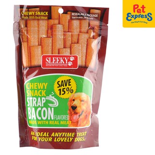 Sleeky Chewy Snack Strap Bacon Dog Treats 175g