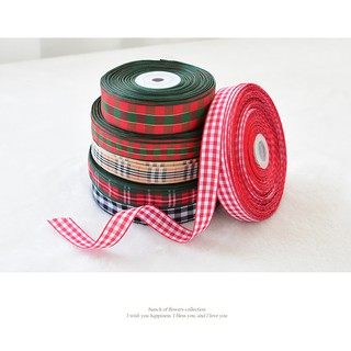Plaid Burlap Ribbon Christmas Wired Ribbon Wrapping Ribbon for Christmas Crafts Decoration 10M