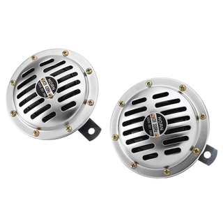 12V 115DB Universal Chrome-Plated Car Horn Compact Super-Sound Car Truck Motorcycle Waterproof Grille Horn Accessories