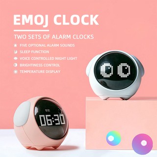 Xiaomi Youpin Emoji Alarm Clock Cute Pixel Multifunction Led Voice Controlled Light Expression Clock