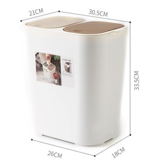 15L Garbage Bin Kitchen Trash Can with Cover Double Layer for Dry and Wet Separation