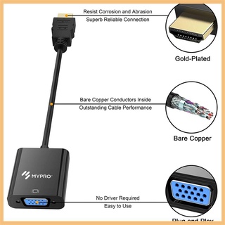 【Available】MYPRO HDMI to VGA Gold-Plated HDMI to VGA Adapter (Male to Female) for Computer Desktop L