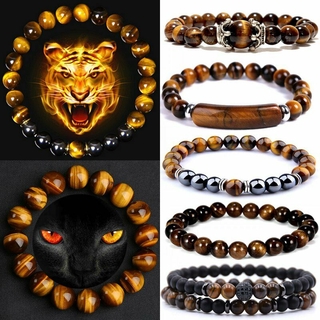 Natural Stone Black Obsidian Tiger Eye Beads Bracelets Hematite Magnetic Unisex