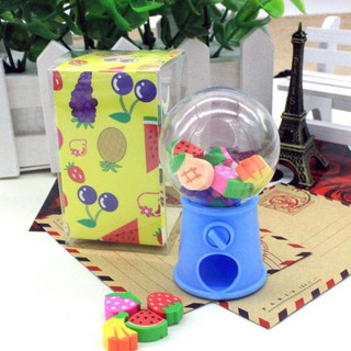 1x Correction Supplies Cute Mini Fruit Shaped Eraser Toy Candy Machine Bubble Gumball Dispenser