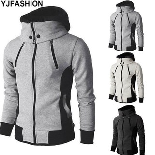 YJFASHION Men's Winter Zip Long Sleeve Turtleneck Hooded Paneled Casual Jacket