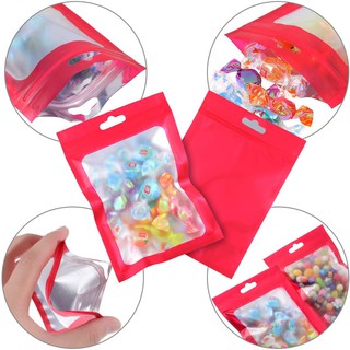 cosmetic bag☋50/100pcs Ziplock Pouch Packaging Bag Matte Hologram Pouches Idea Gift Cosmetics Red Wa