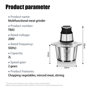 Stainless steel 2L Capacity Electric Chopper Meat Grinder Mincer Food Processor Slicer (6)
