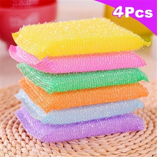 4 Pcs Double-sided Cleaning Dish Washing Sponge/ Kitchen Non-stick Dish Wash Cloth/ Multi-Use Sponge Scrub Clean Rub/ Wipe Cleaning Rag/ Household Cleaning Scouring Pads