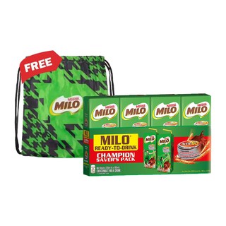 ◇﹍☬Milo Ready To Drink Champion Savers Pack 180ml - Pack of 4 with Free Milo Drawstring Bag