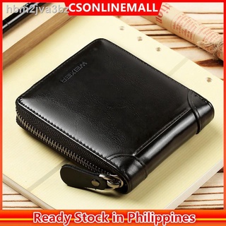 ☈✜☌CSONLINEMALL Men Wallet Leather Bifold Zip Wallet Small Short Coin Wallet Card Wallet for Men