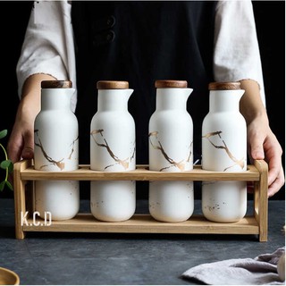 1PC Nordic Imitation Marble Ceramics Sauce Oil Bottle Dispenser Kitchen Vinegar Pour Spout Cap Stopp