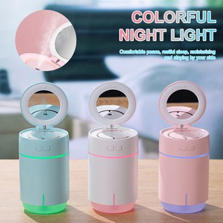 Mini Air Humidifier 400ML Portable Humidifier with Makeup Mirror Colorful Night Light Air Purifier