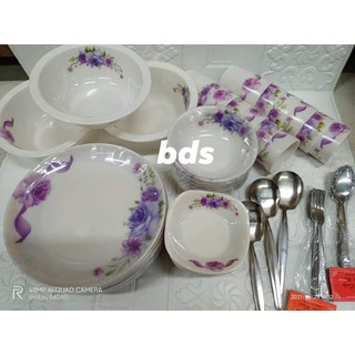 Violet Floral Melaware Dinnerware Set