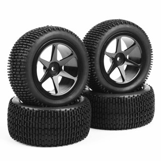 4Pcs 1/10 Scale Front & Rear Tires&Wheel Rim RC Off-Road Buggy Car 12mm Hex