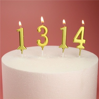 Number Candle for Cake Birthday Decor Party Supplies Gold Number 0-9 SHD