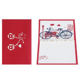 timetogether*3D Bicycle Pop Up Greeting Cards Valentine Lover Happy Birthday Anniversary Gift